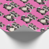 Raccoon Pattern Design Pink  ラッピングペーパー (角)