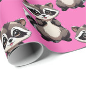 Raccoon Pattern Design Pink  ラッピングペーパー (ロールコーナー)
