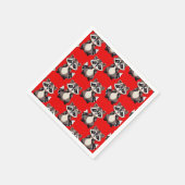 Raccoon Pattern Design Red  スタンダードカクテルナプキン (角)