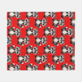 Raccoon Pattern Design Red  フリースブランケット (正面(横))