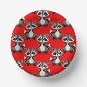 Raccoon Pattern Design Red  ペーパーボウル (正面)