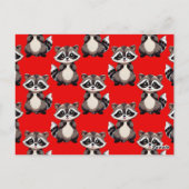 Raccoon Pattern Design Red  ポストカード (裏面)