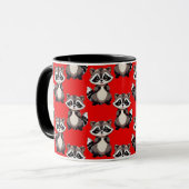 Raccoon Pattern Design Red  マグカップ (正面左)
