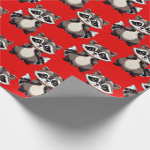 Raccoon Pattern Design Red  ラッピングペーパー (角)