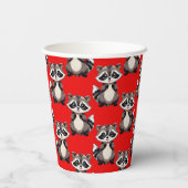 Raccoon Pattern Design Red  紙コップ (裏面)