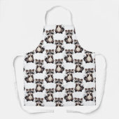 Raccoon Pattern Design White  エプロン (正面)