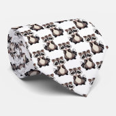 Raccoon Pattern Design White  ネクタイ (ロール)