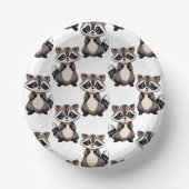 Raccoon Pattern Design White ペーパーボウル (正面)