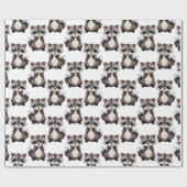 Raccoon Pattern Design White  ラッピングペーパー (フラット)