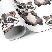 Raccoon Pattern Design White  ラッピングペーパー (ロールコーナー)