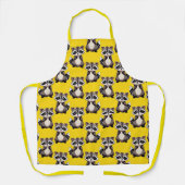 Raccoon Pattern Design Yellow  エプロン (正面)