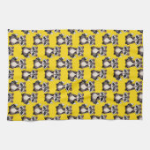 Raccoon Pattern Design Yellow  キッチンタオル (横)