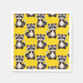 Raccoon Pattern Design Yellow  スタンダードカクテルナプキン (正面)