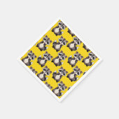 Raccoon Pattern Design Yellow  スタンダードカクテルナプキン (角)