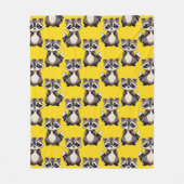 Raccoon Pattern Design Yellow  フリースブランケット (正面)