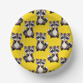 Raccoon Pattern Design Yellow  ペーパーボウル (正面)