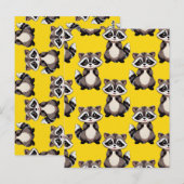 Raccoon Pattern Design Yellow  ポストカード (正面/裏面)