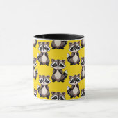 Raccoon Pattern Design Yellow  マグカップ (中央)