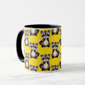 Raccoon Pattern Design Yellow  マグカップ (正面左)