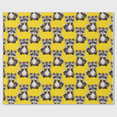 Raccoon Pattern Design Yellow  ラッピングペーパー (フラット)
