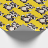 Raccoon Pattern Design Yellow  ラッピングペーパー (角)