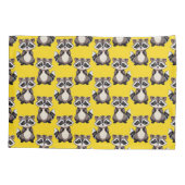Raccoon Pattern Design Yellow  枕カバー (裏面)