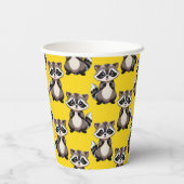 Raccoon Pattern Design Yellow  紙コップ (裏面)