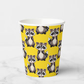 Raccoon Pattern Design Yellow  紙コップ (左)