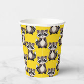 Raccoon Pattern Design Yellow  紙コップ (右)