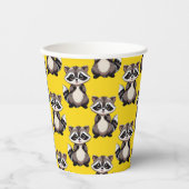 Raccoon Pattern Design Yellow  紙コップ (正面)
