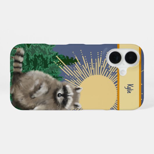 Raccoon Phone Case iPhone 16ケース (裏面横)