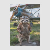 Raccoon Pilot Airplane Funny Photo Birthday 薄葉紙 (正面)