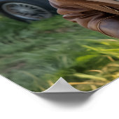 Raccoon Pilot Airplane Funny Photo Christmas ポスター (角)