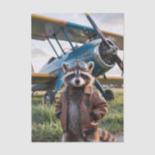 Raccoon Pilot Airplane Funny Wildlife Animal 薄葉紙 (正面)