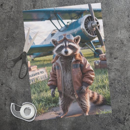 Raccoon Pilot Airplane Funny Wildlife Animal 薄葉紙