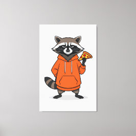 Raccoon Pizza Canvas –Funny Cartoon Pizza Wall Art キャンバスプリント