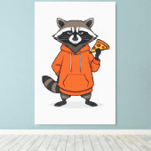 Raccoon Pizza Canvas –Funny Cartoon Pizza Wall Art キャンバスプリント (インサイチュ (ウッドフロア))
