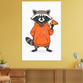 Raccoon Pizza Canvas –Funny Cartoon Pizza Wall Art キャンバスプリント (インサイチュ (リビング))
