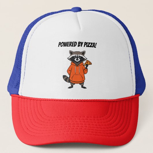 Raccoon Pizza Cap – Cute Cartoon Pizza Kids Hat キャップ (正面)