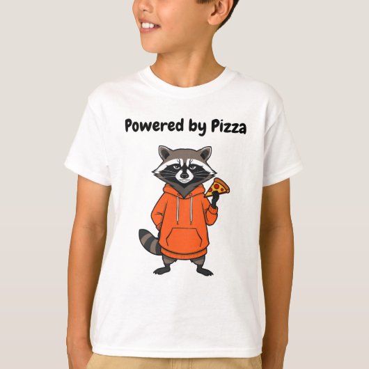 Raccoon Pizza Kids T-Shirt – Funny Cartoon Tee  Tシャツ (正面)