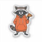 Raccoon Pizza Sticker – Cute Cartoon Scrapbooking  シール (正面)
