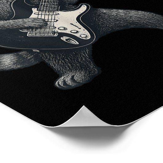 Raccoon Playing Guitar Rock And Roll Gift Men Wome ポスター (角)