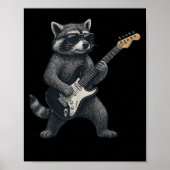 Raccoon Playing Guitar Rock And Roll Gift Men Wome ポスター (正面)
