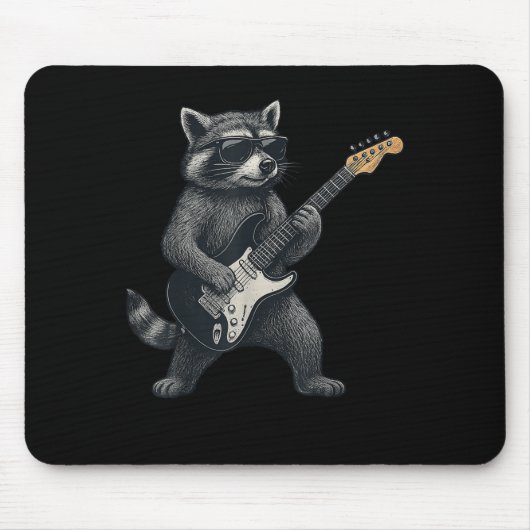 Raccoon Playing Guitar Rock And Roll Gift Men Wome マウスパッド (正面)