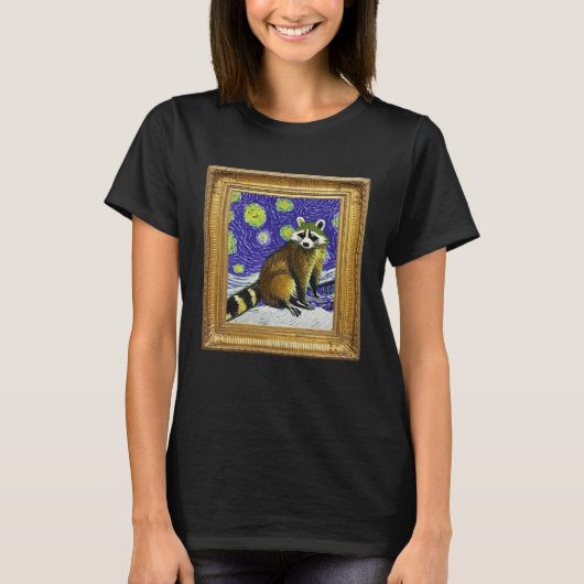 Raccoon Post Impressionism Artwork Artist Painting Tシャツ (正面)