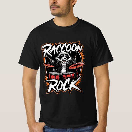 Raccoon Rock Tシャツ – Raccoon Cowboyおもしろいデザイン (正面)