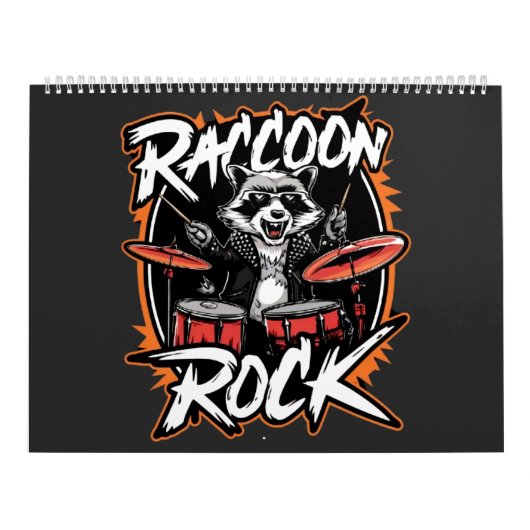 Raccoon Rock Tシャツ – Raccoon Cowboyおもしろいデザイン カレンダー (カバー)