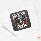 Raccoon Rock Tシャツ – Raccoon Cowboyおもしろいデザイン スクエアシール (封筒)