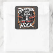 Raccoon Rock Tシャツ – Raccoon Cowboyおもしろいデザイン スクエアシール (バッグ)