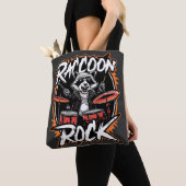 Raccoon Rock Tシャツ – Raccoon Cowboyおもしろいデザイン トートバッグ (クローズアップ)